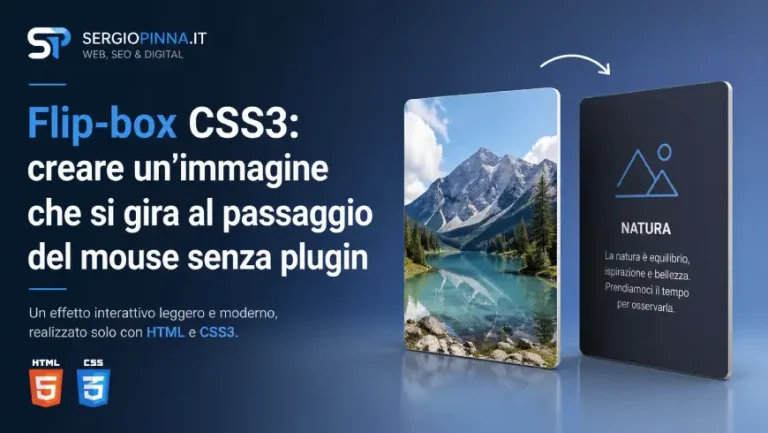 Flip-box CSS3 creare un’immagine che si gira al passaggio del mouse senza plugin