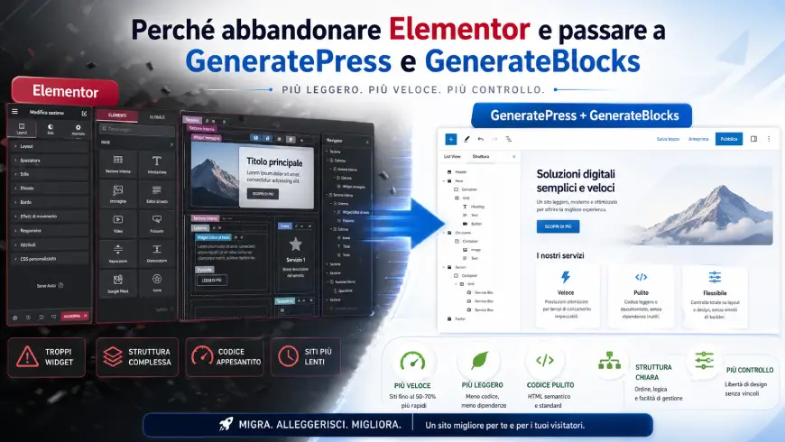 Perché abbandonare Elementor e passare a GeneratePress e GenerateBlocks