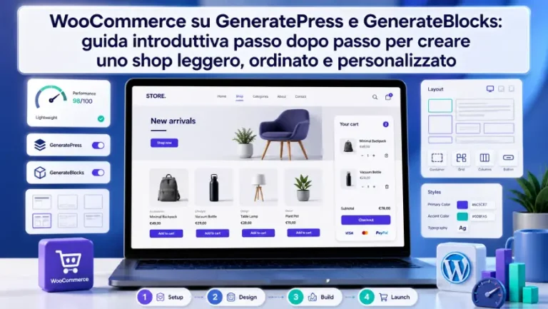 WooCommerce su GeneratePress e GenerateBlocks guida introduttiva passo dopo passo per creare uno shop leggero, ordinato e personalizzato