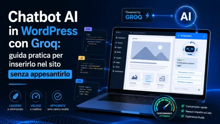 Chatbot AI in WordPress con Groq guida pratica per inserirlo nel sito senza appesantirlo